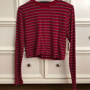 Striped long sleeve crop top